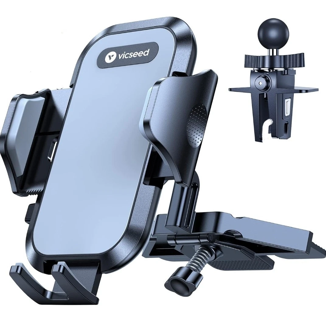 Military-Grade Sturdy Car Phone Holder Mount, Upgraded anti Shake Metal CD Slot